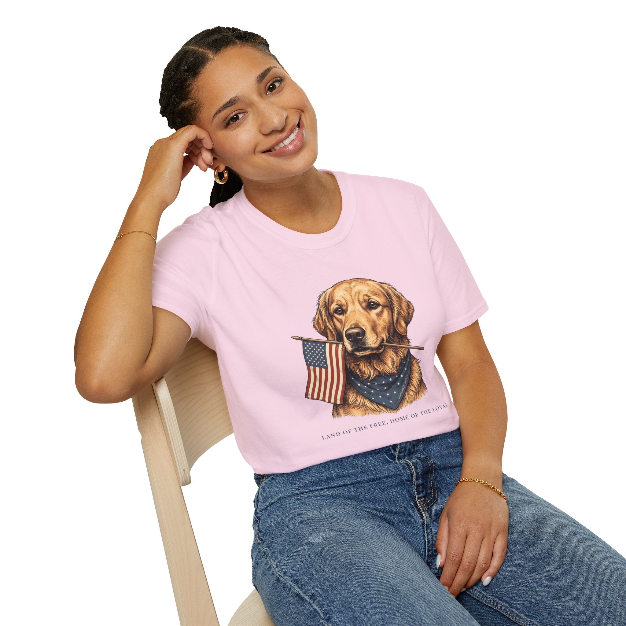 Golden retriever patriotic shirt for women