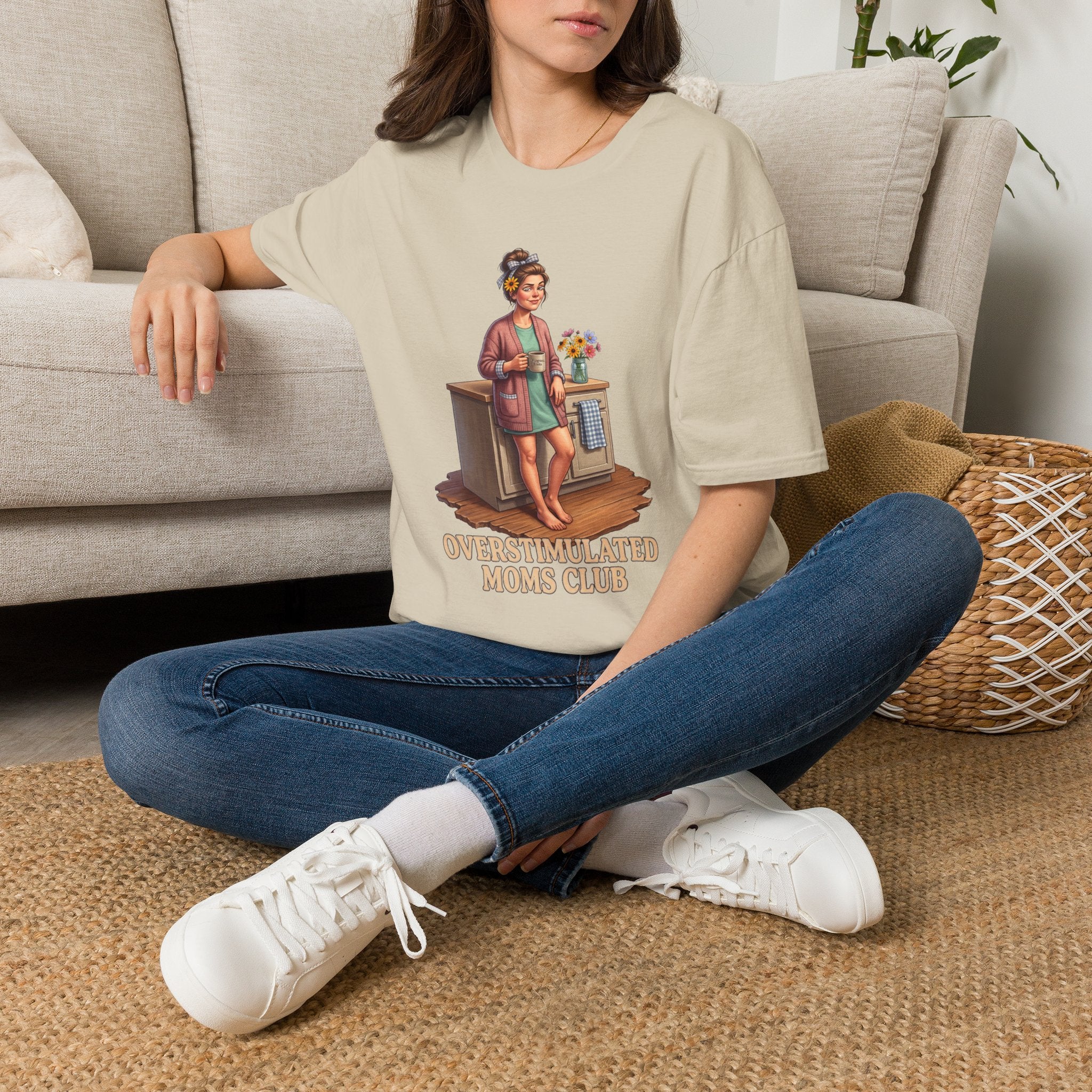 Overstimulated Moms Club overstimulated shirt in Sand