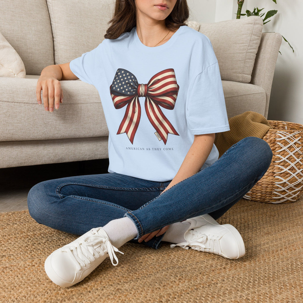 American flag bow 4th of July shirt