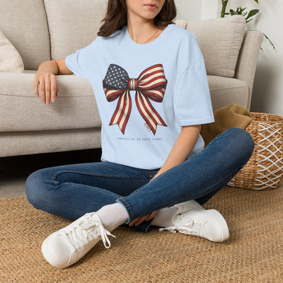 American flag bow 4th of July shirt