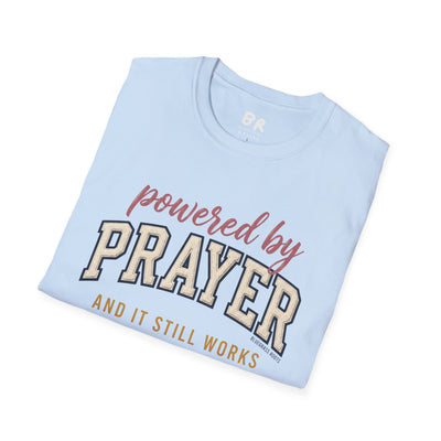 Powered by Prayer varsity shirt
