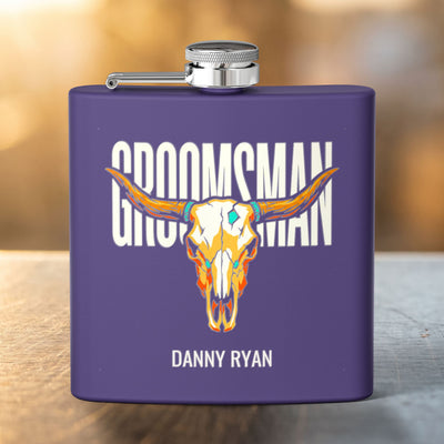 Longhorn Groomsman Flask — Personalized 6oz Whiskey Flask