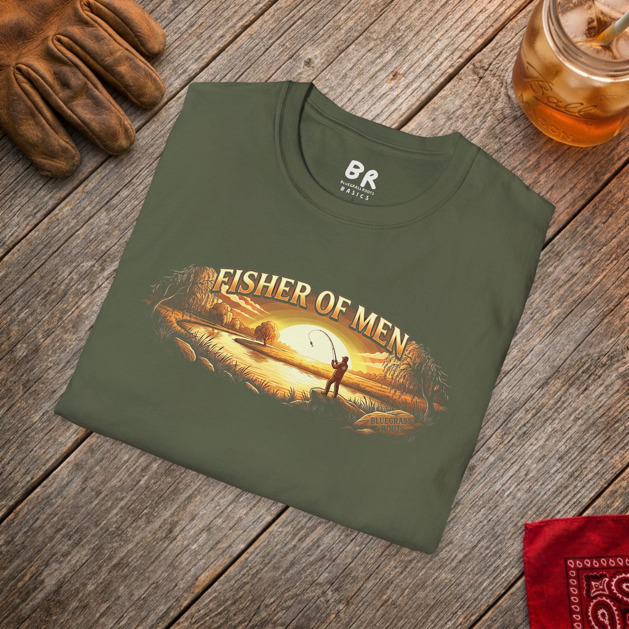 Fisher of Men jesus shirt for men, Fisher of Men angler sunset design
