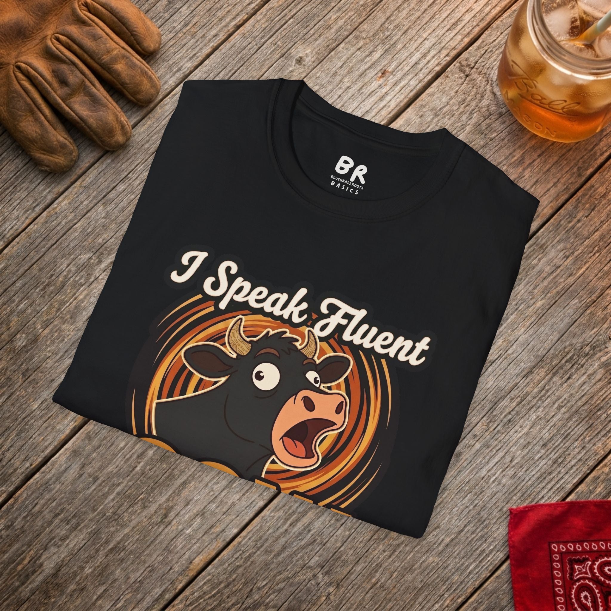 Farmer Shirt — "I Speak Fluent Cow" Funny Cattle Graphic Tee
