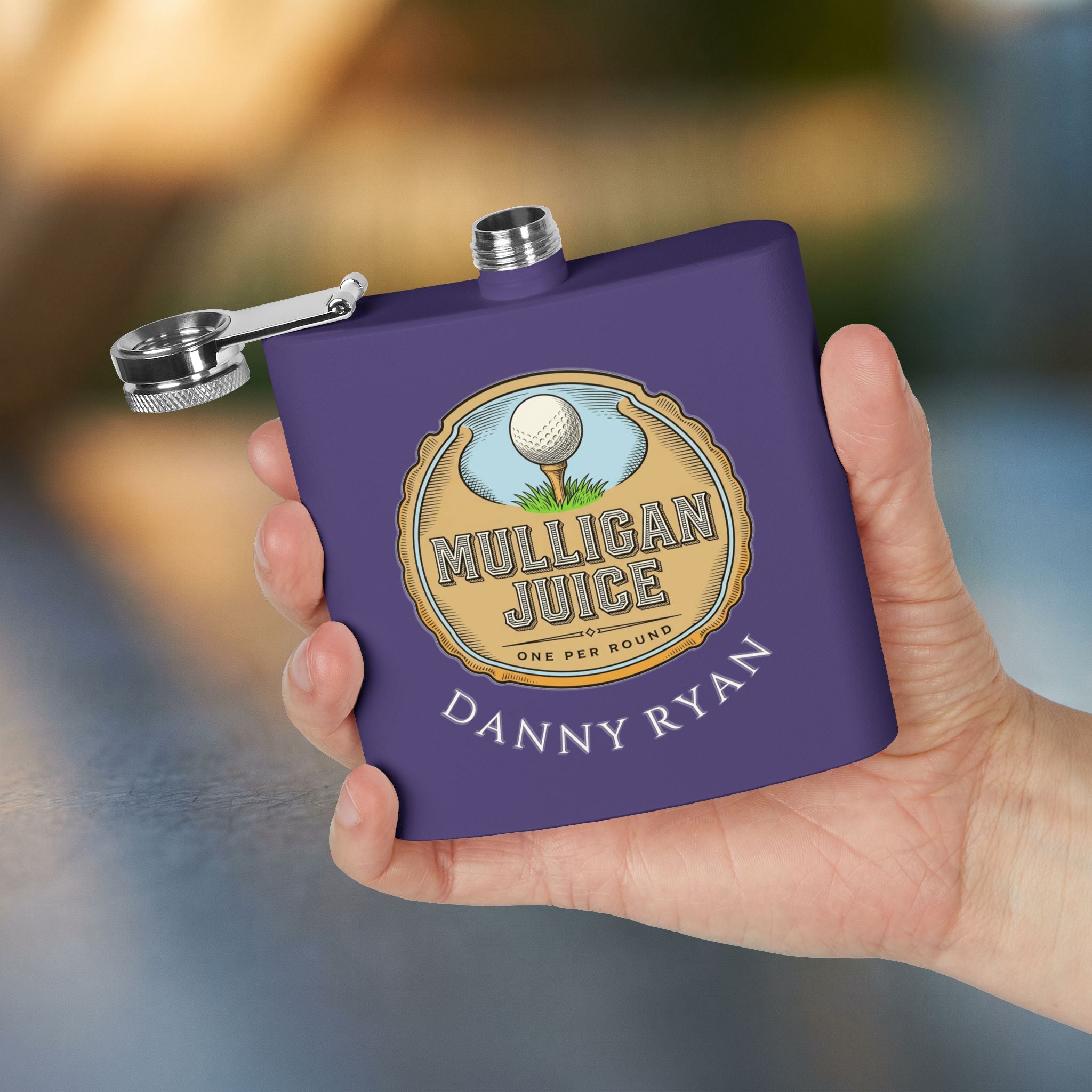 Mulligan Juice Golf Flask — Personalized 6oz Whiskey Flask for Golfers