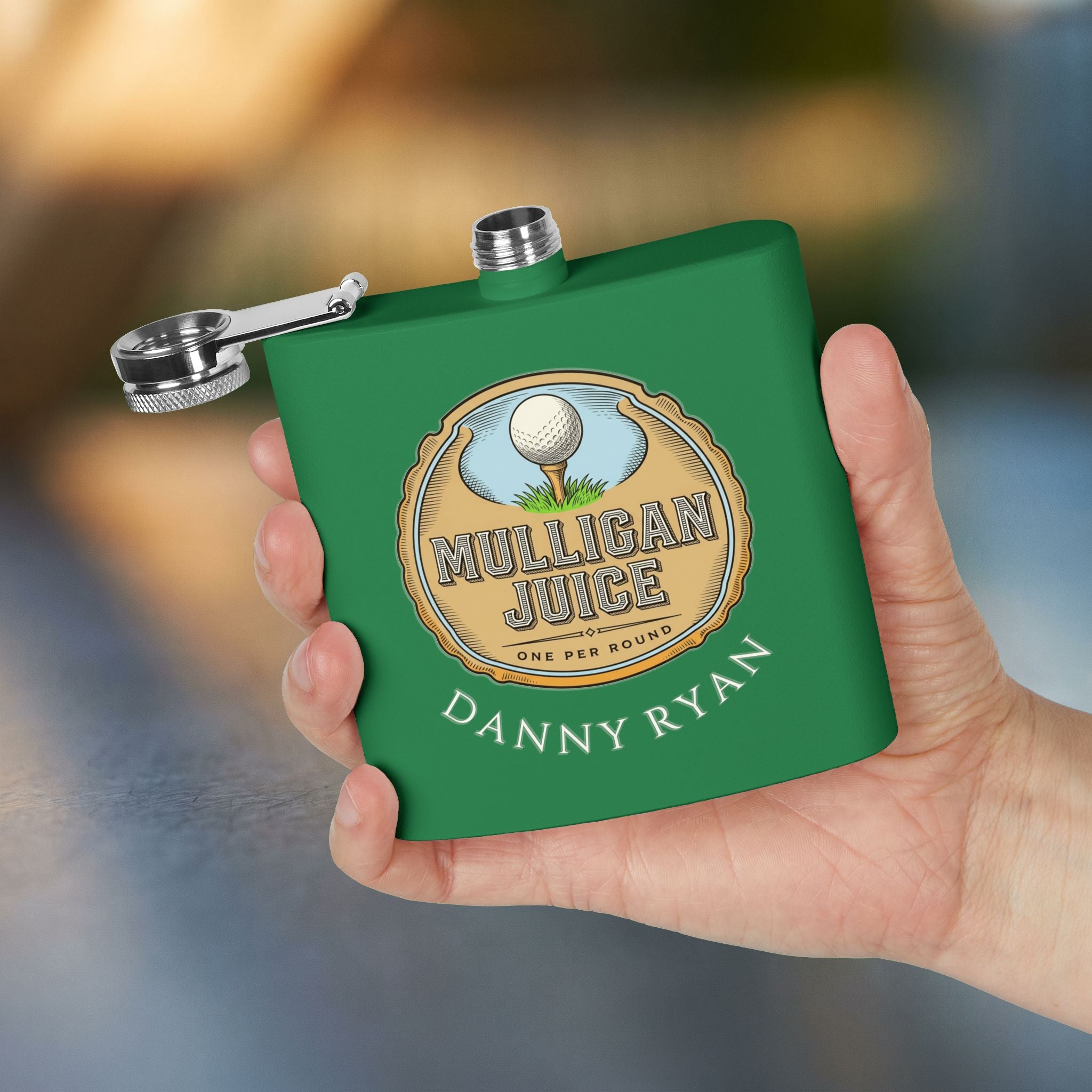 Mulligan Juice Golf Flask — Personalized 6oz Whiskey Flask for Golfers