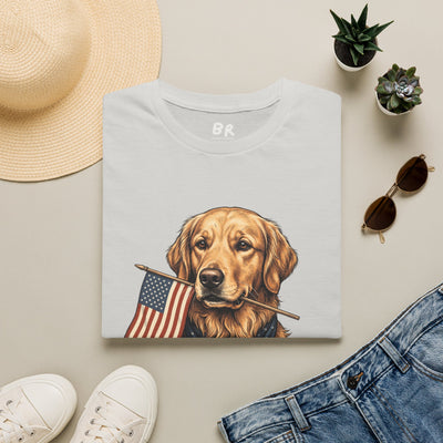 Golden retriever patriotic shirt for women