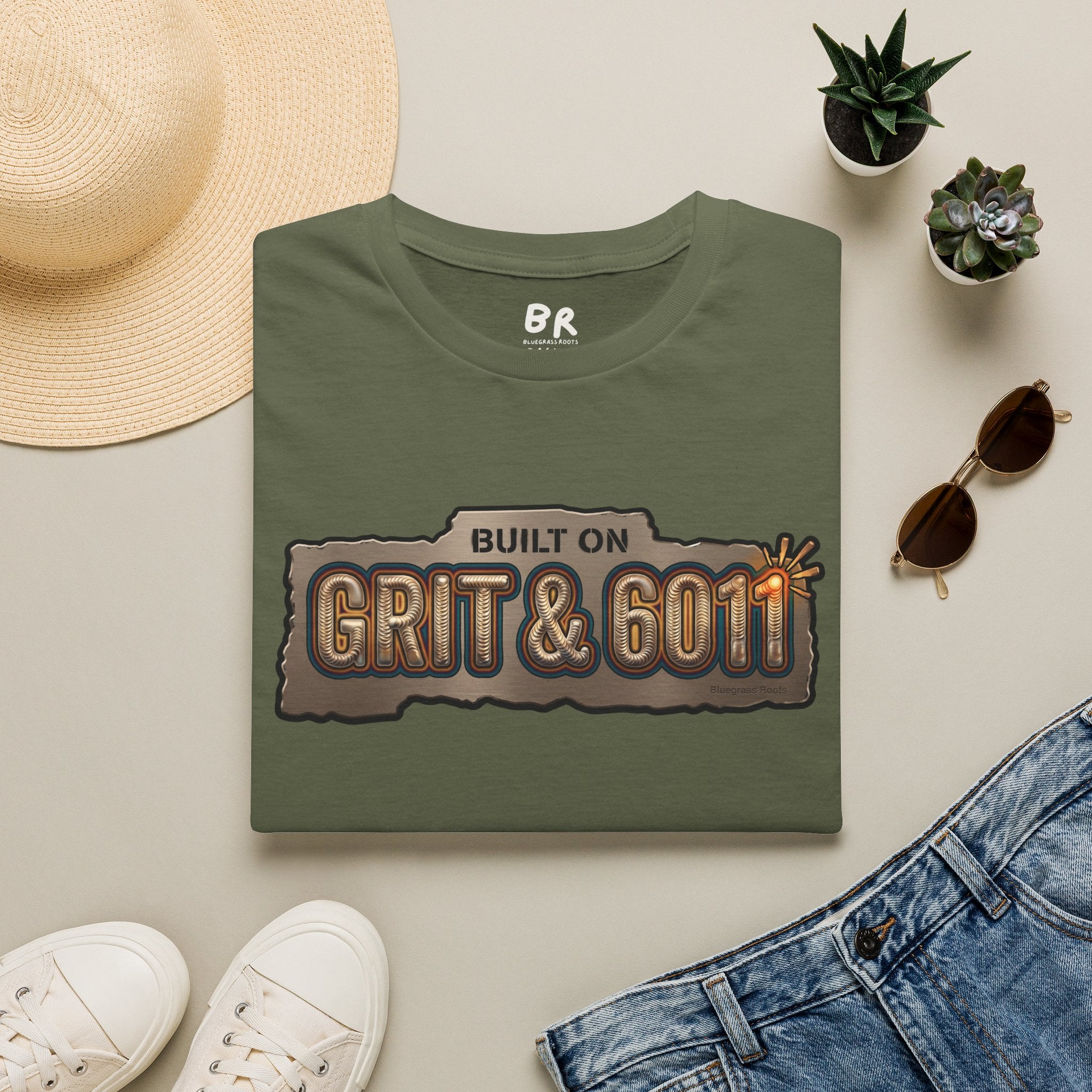 Built on Grit & 6011 welding shirt, Built on Grit & 6011 stick welder design