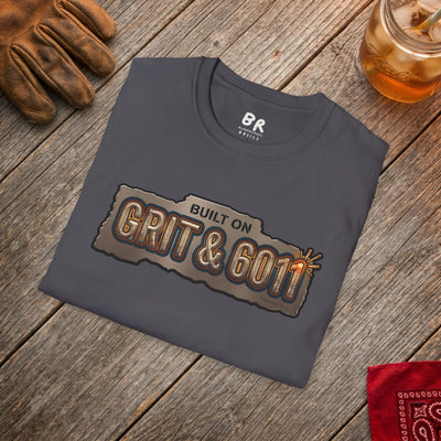 Built on Grit & 6011 welding shirt, Built on Grit & 6011 stick welder design