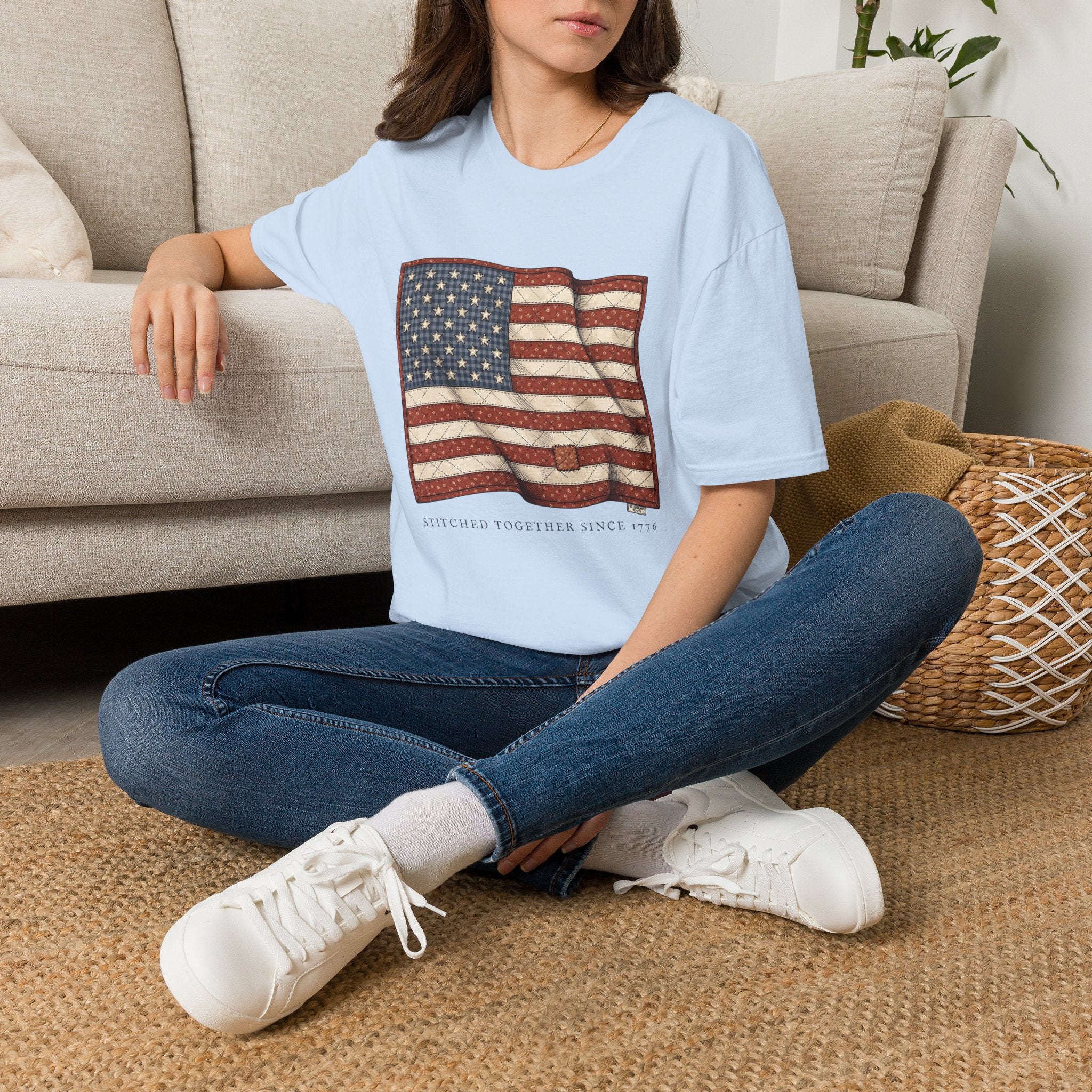 Quilted American flag shirt for women in S