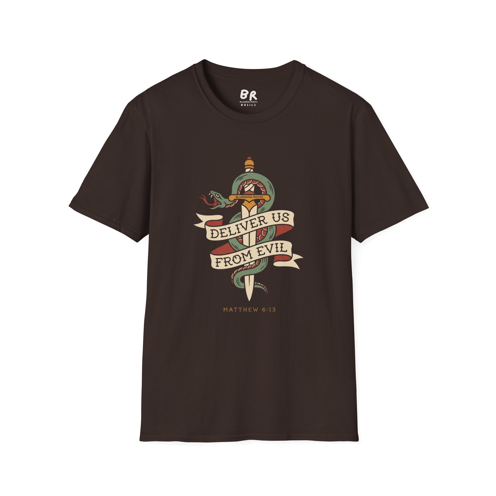 Deliver Us From Evil christian graphic tee in S
