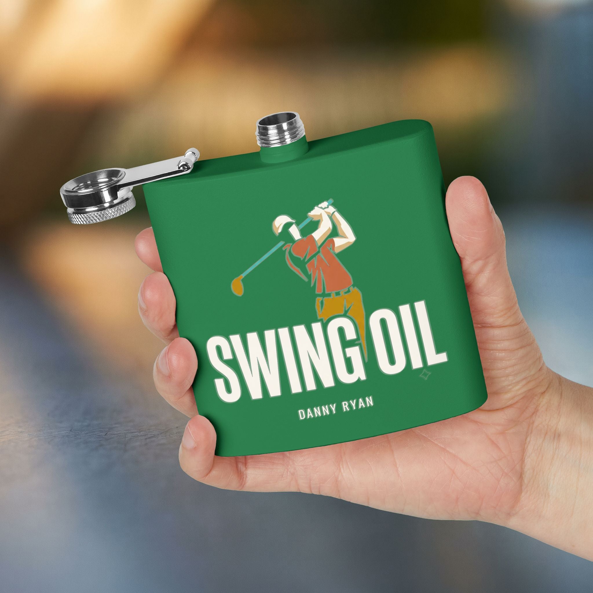 Swing Oil Golf Flask — Personalized 6oz Whiskey Flask