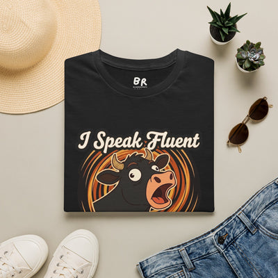 Farmer Shirt — "I Speak Fluent Cow" Funny Cattle Graphic Tee