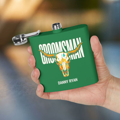 Longhorn Groomsman Flask — Personalized 6oz Whiskey Flask