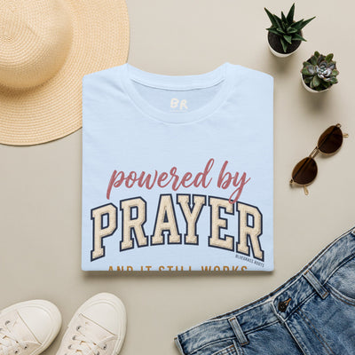 Powered by Prayer varsity shirt in S