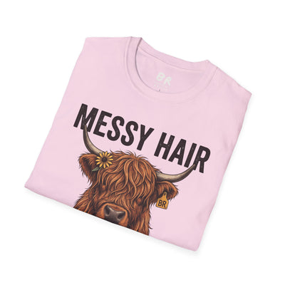 Messy Hair Don't Care highland cow shirt