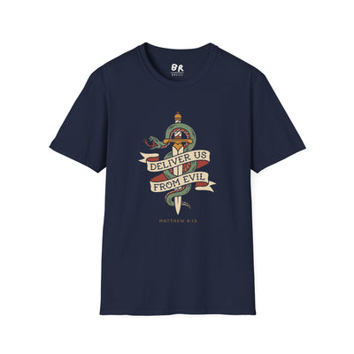 Deliver Us From Evil christian graphic tee in XS