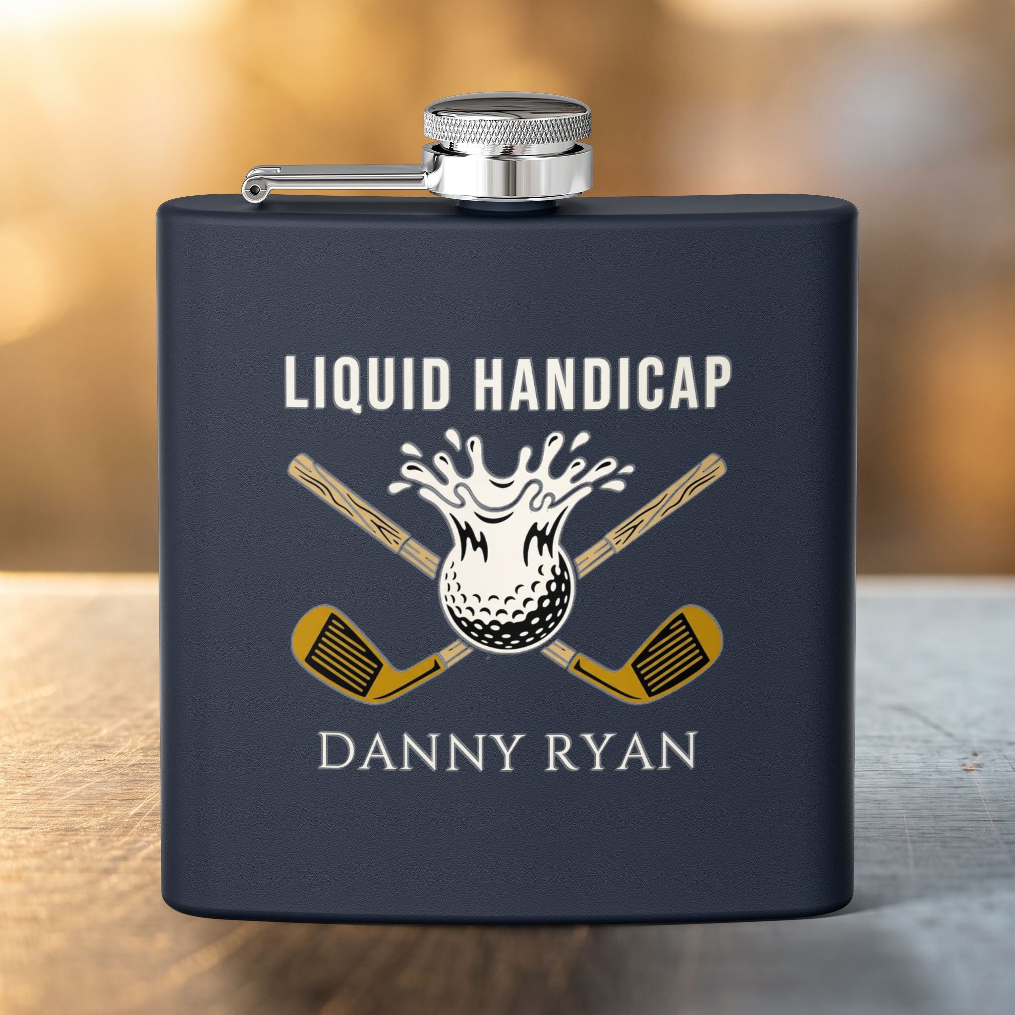 Liquid Handicap Golf Flask — Personalized 6oz Whiskey Flask for Golfers