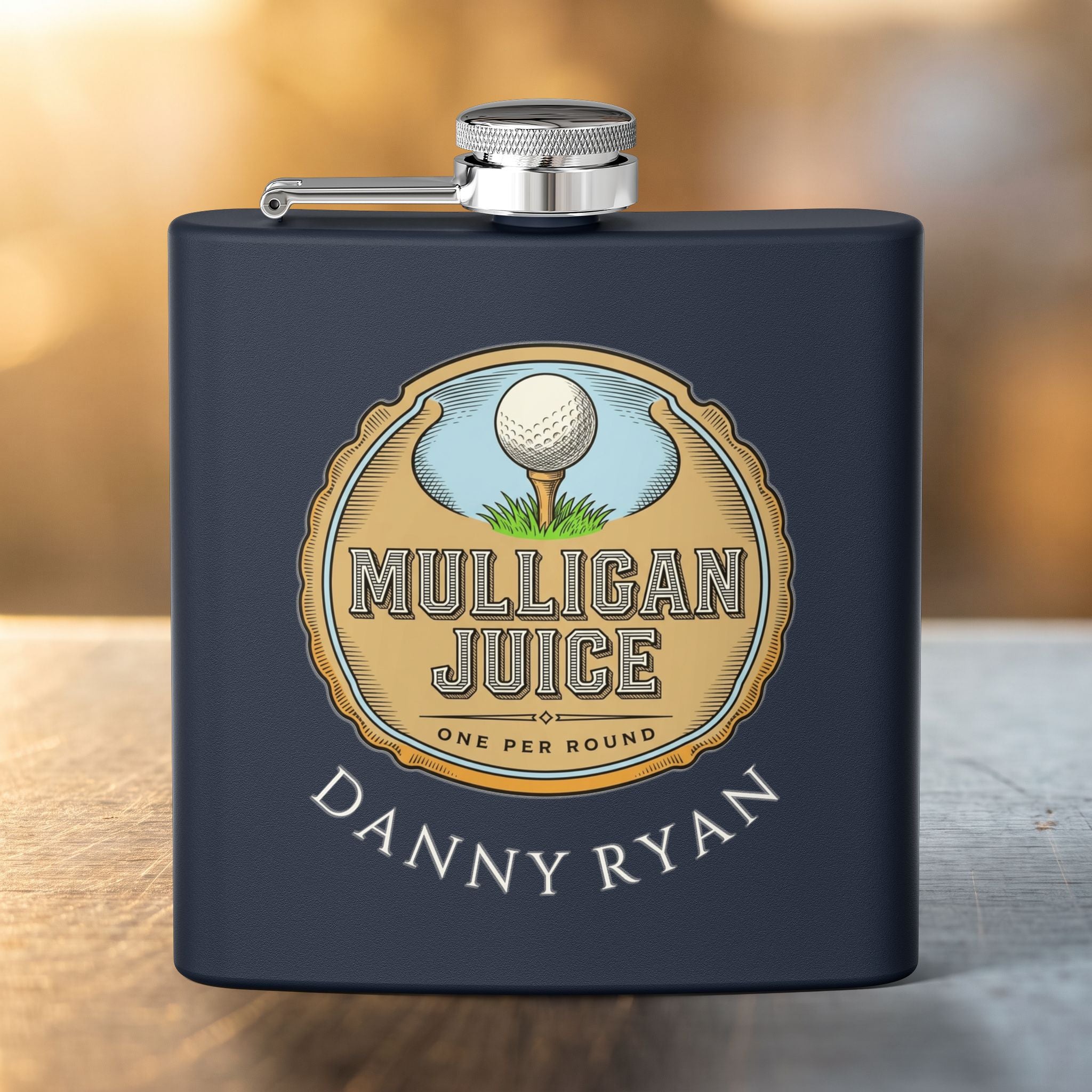Mulligan Juice Golf Flask — Personalized 6oz Whiskey Flask for Golfers