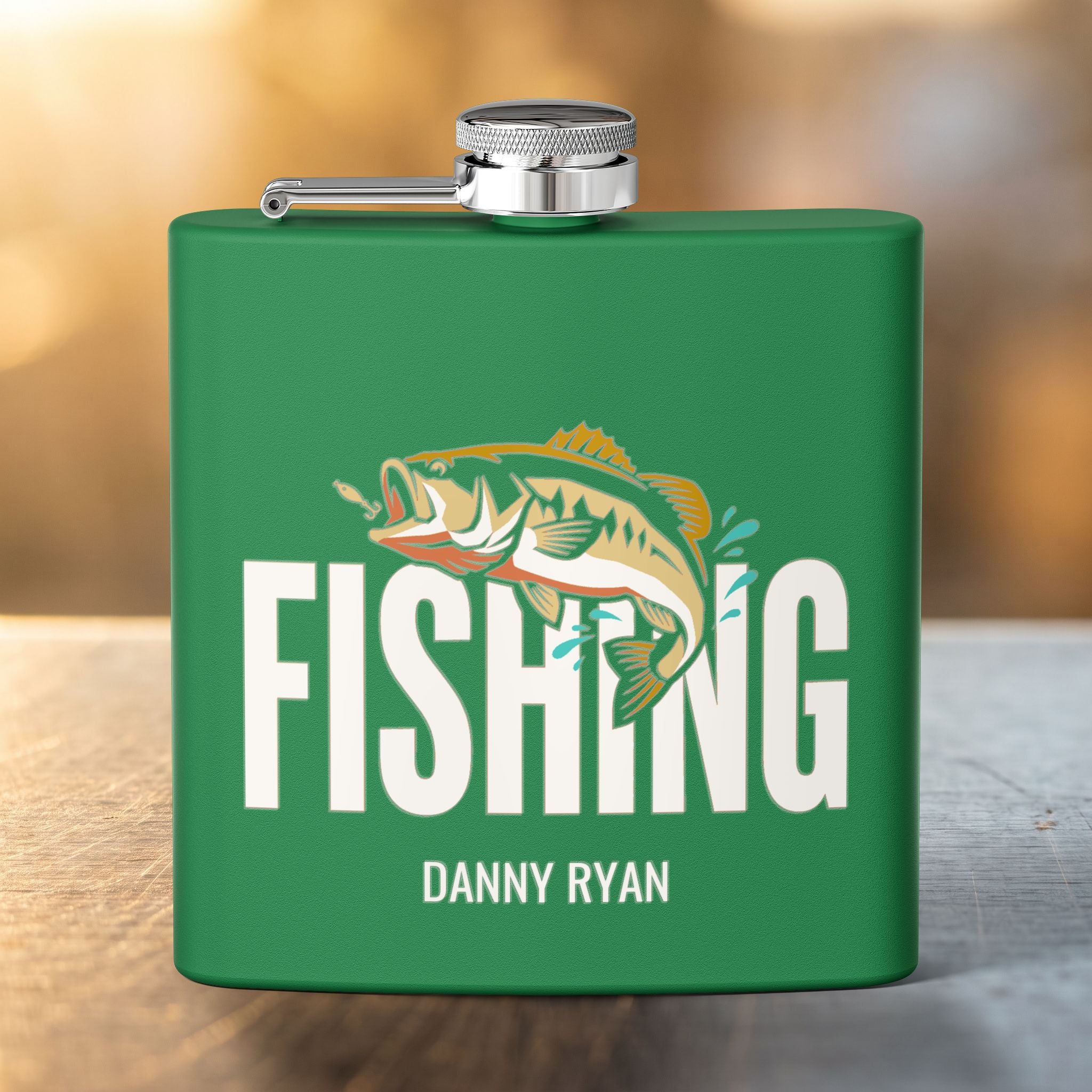 Fishing Flask — Personalized 6oz Whiskey Flask for Anglers