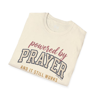 Powered by Prayer varsity shirt