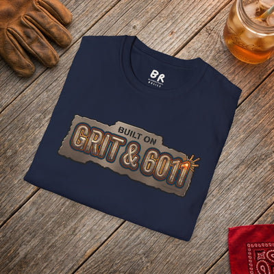 Built on Grit & 6011 welding shirt, Built on Grit & 6011 stick welder design