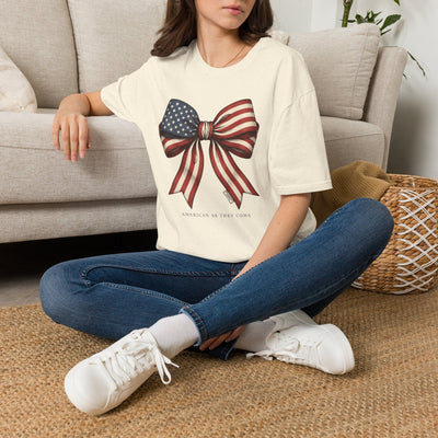 American flag bow 4th of July shirt