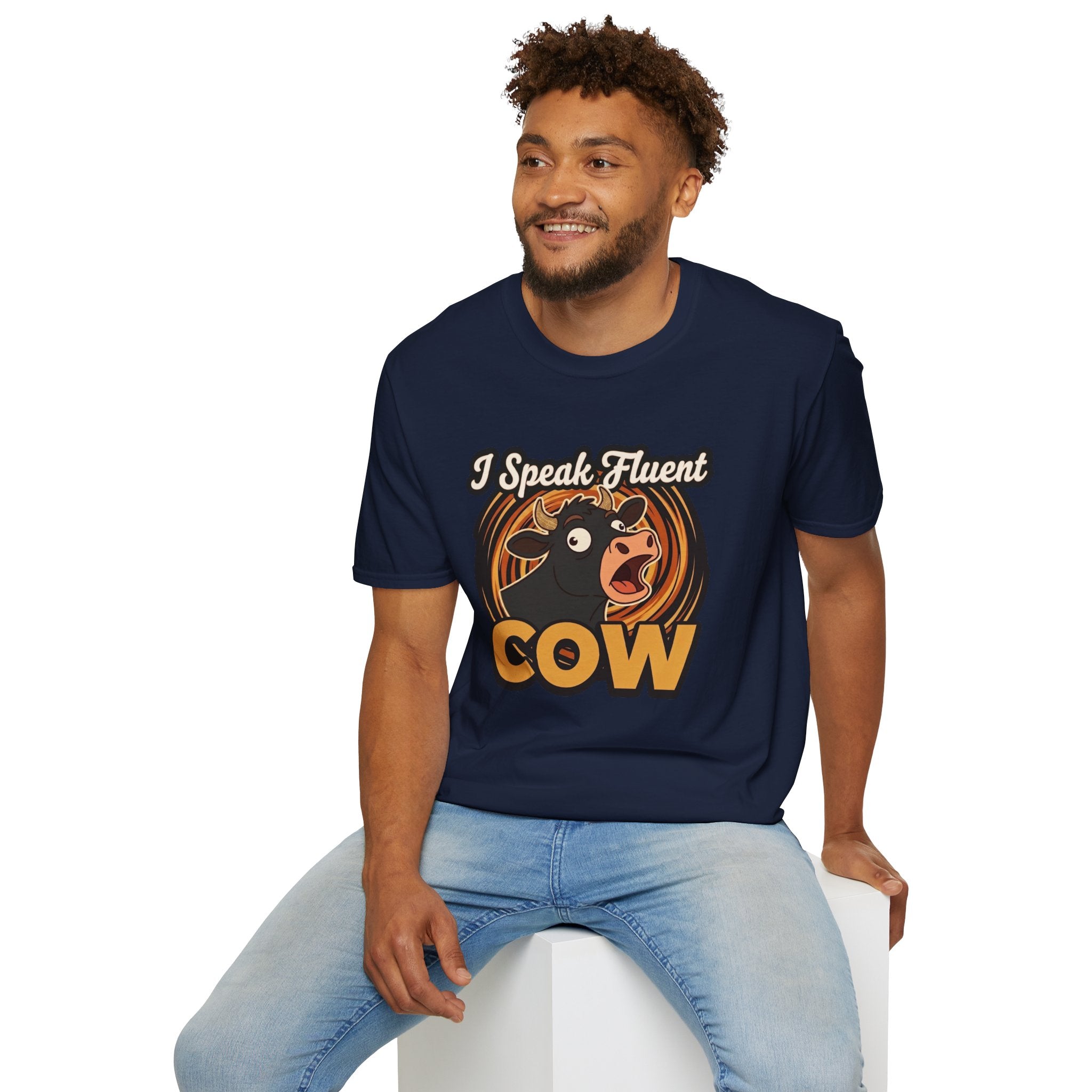Farmer Shirt — "I Speak Fluent Cow" Funny Cattle Graphic Tee