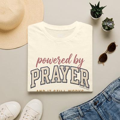 Powered by Prayer varsity shirt in S