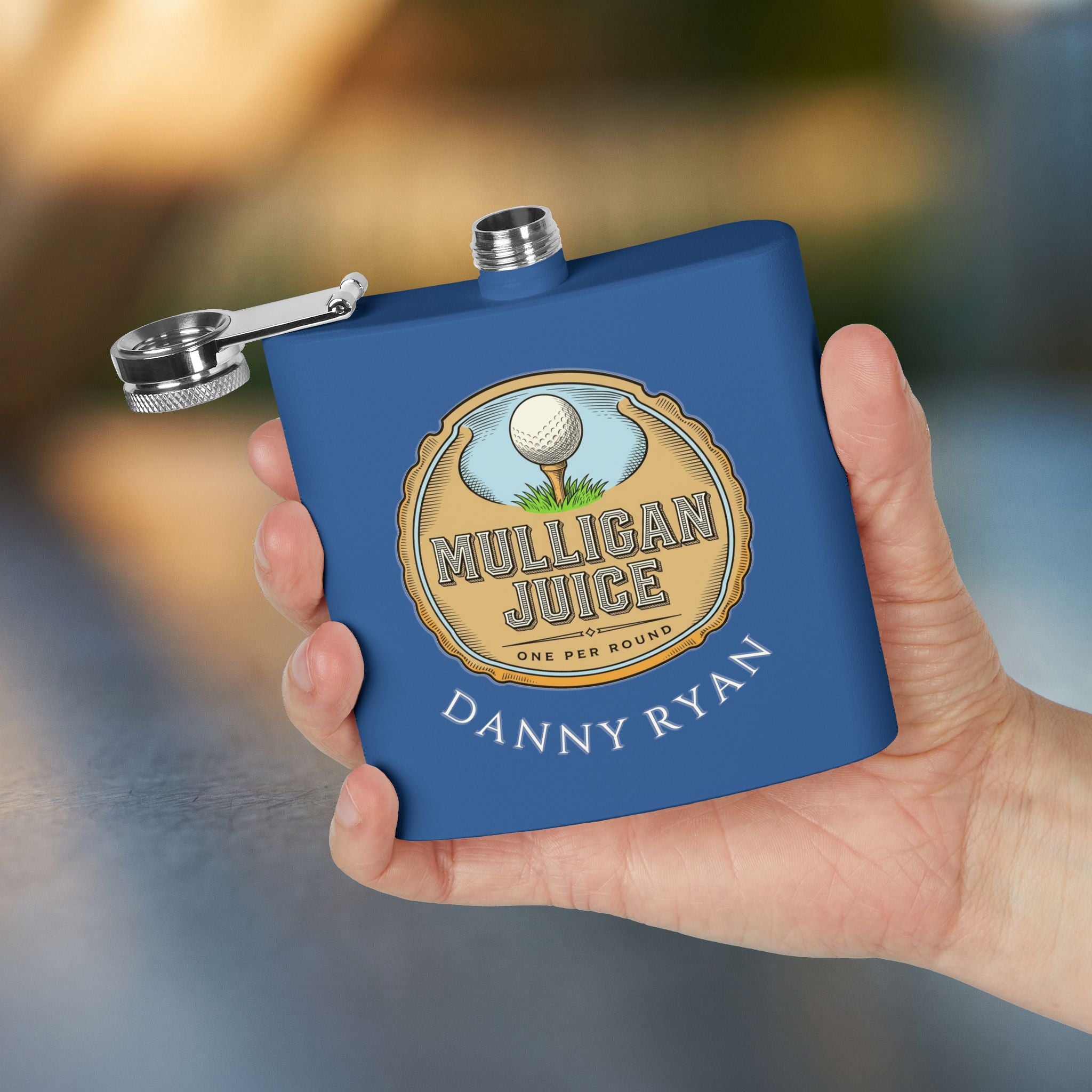 Mulligan Juice Golf Flask — Personalized 6oz Whiskey Flask for Golfers