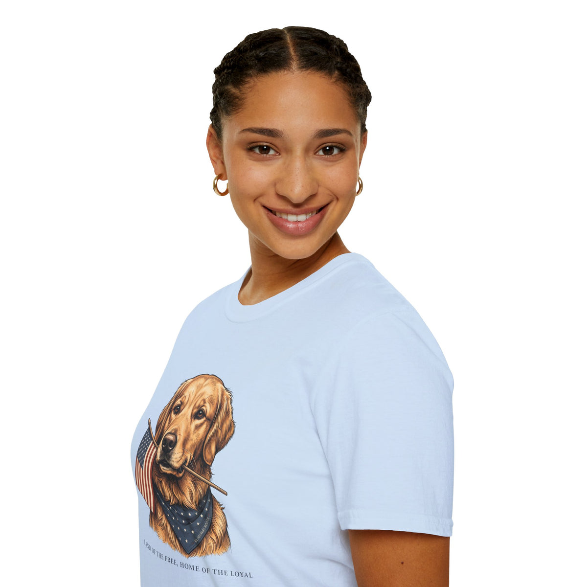 Golden retriever patriotic shirt for women