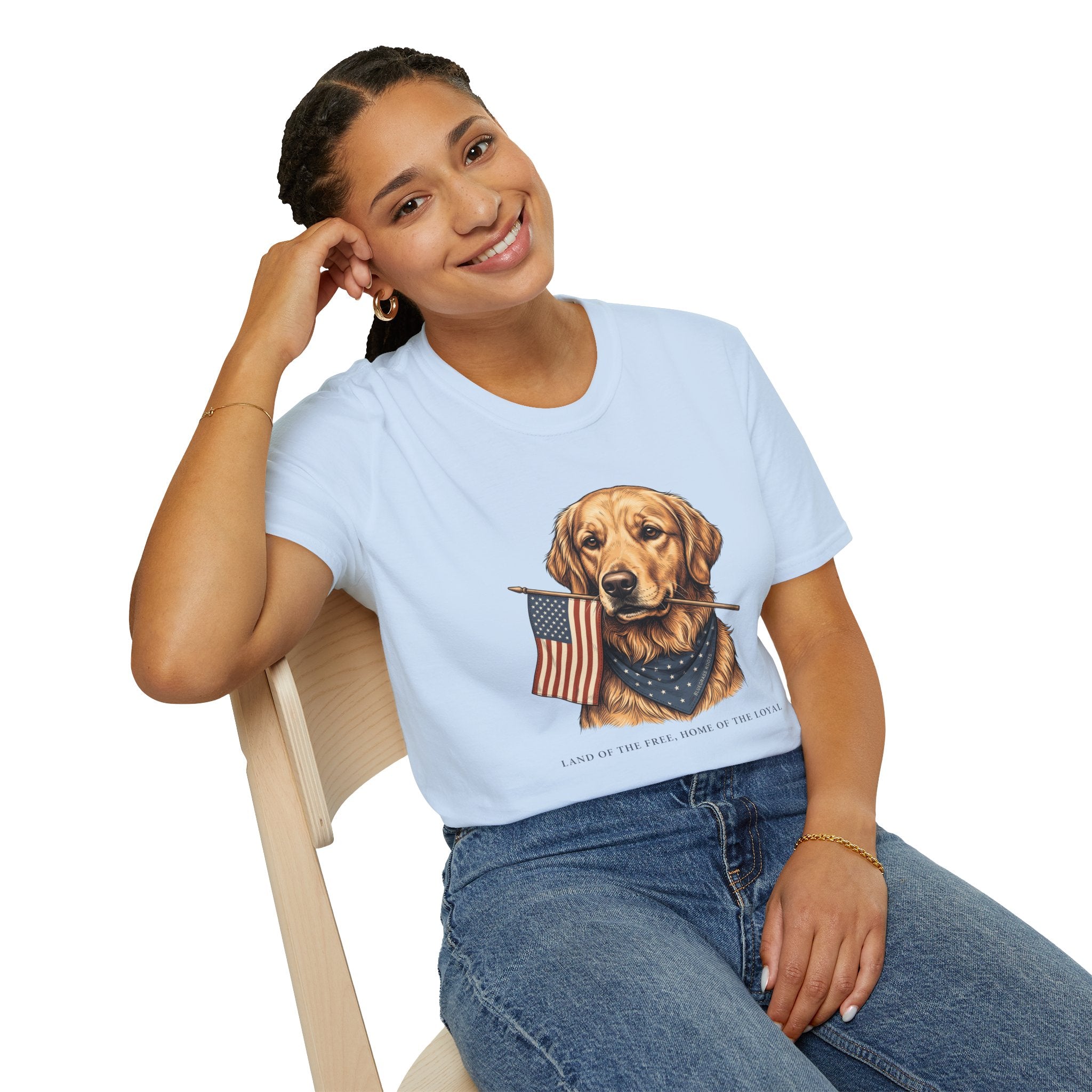Golden retriever patriotic shirt for women
