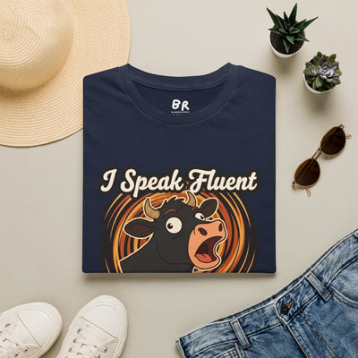 Farmer Shirt — "I Speak Fluent Cow" Funny Cattle Graphic Tee