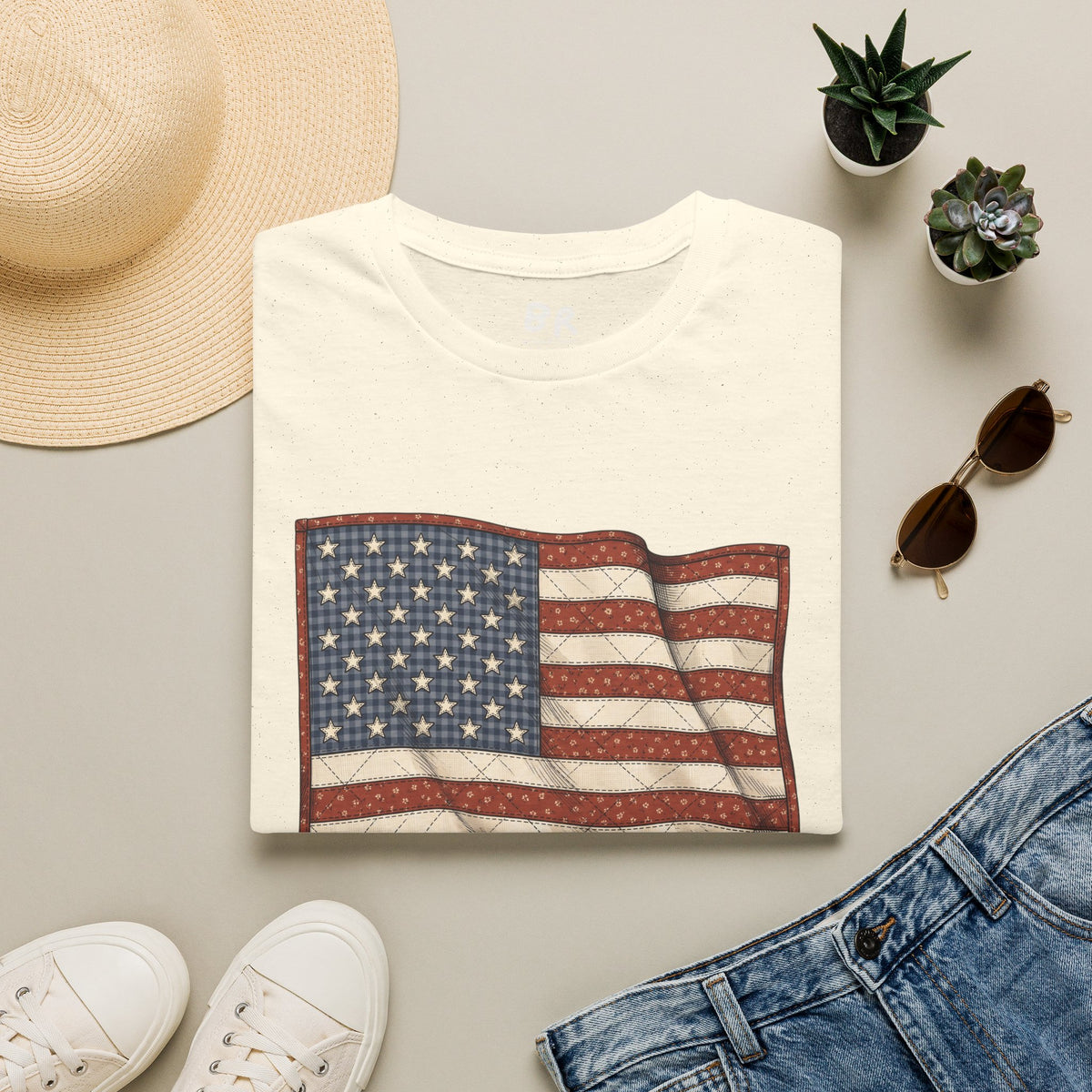 Quilted American flag shirt for women in S