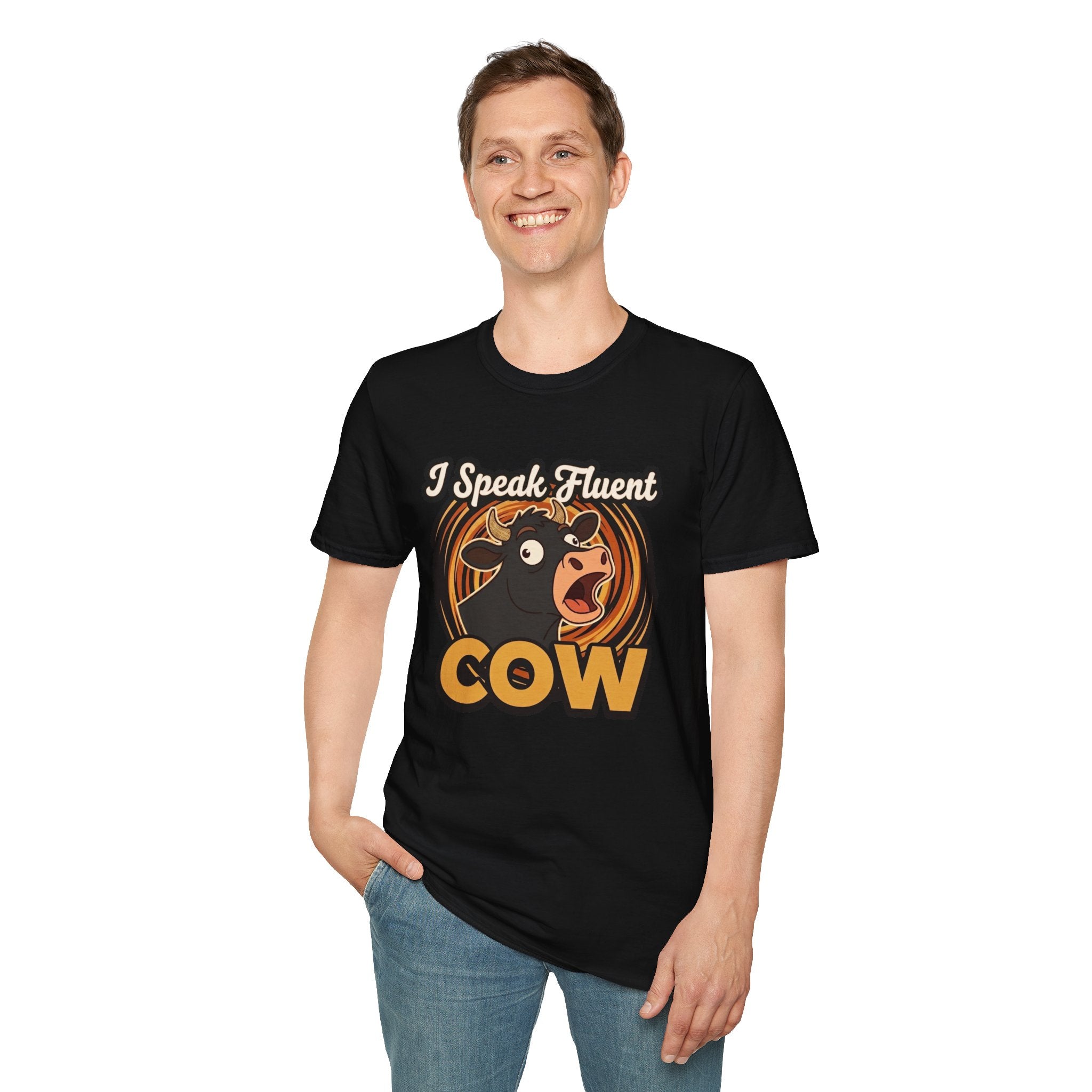 Farmer Shirt — "I Speak Fluent Cow" Funny Cattle Graphic Tee