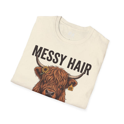 Messy Hair Don't Care highland cow shirt