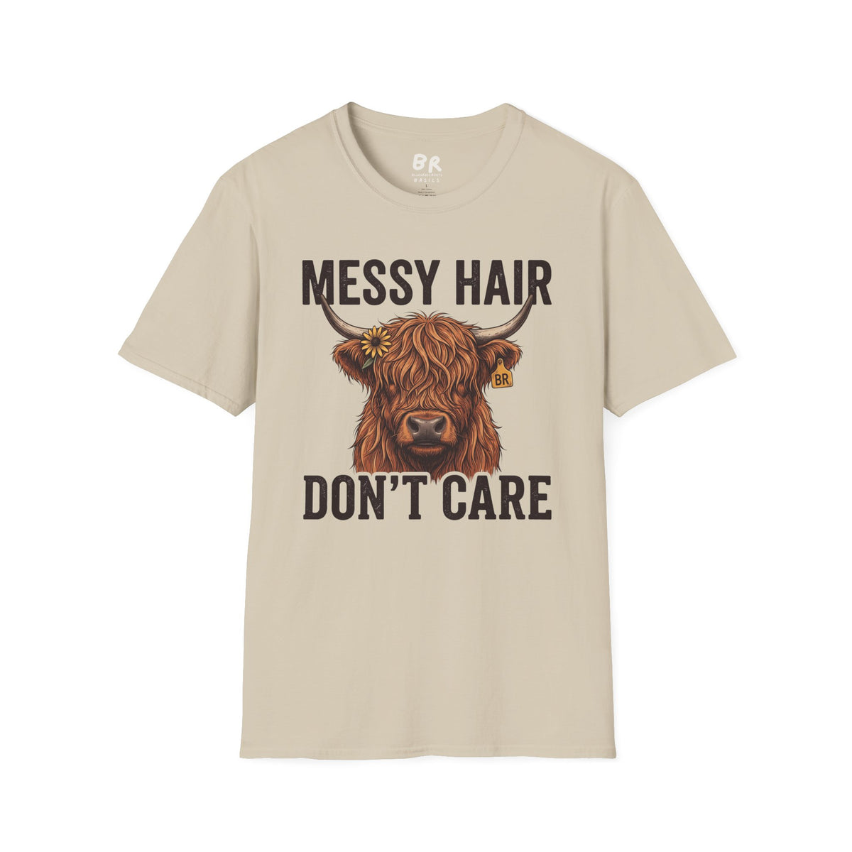 Messy Hair Don't Care highland cow shirt