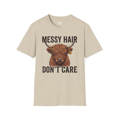 Messy Hair Don't Care highland cow shirt