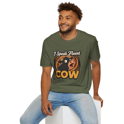 Farmer Shirt — "I Speak Fluent Cow" Funny Cattle Graphic Tee