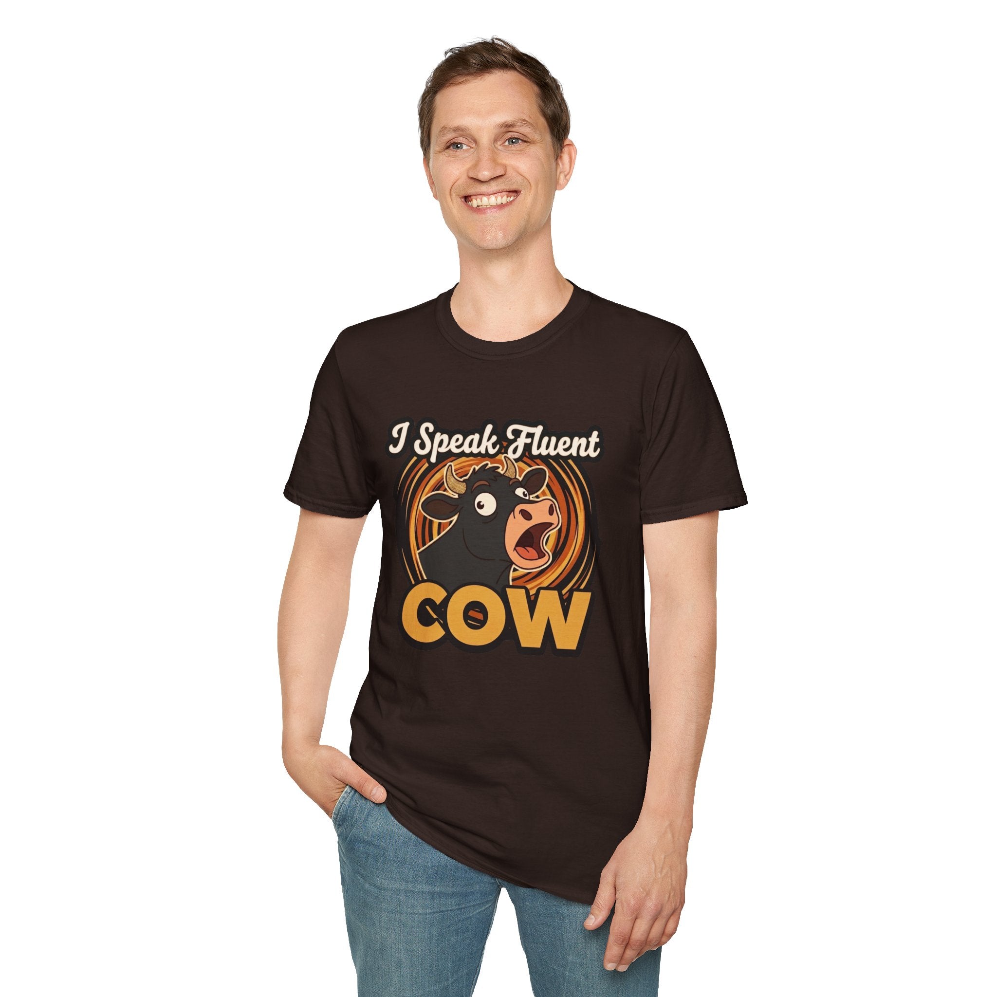 Farmer Shirt — "I Speak Fluent Cow" Funny Cattle Graphic Tee