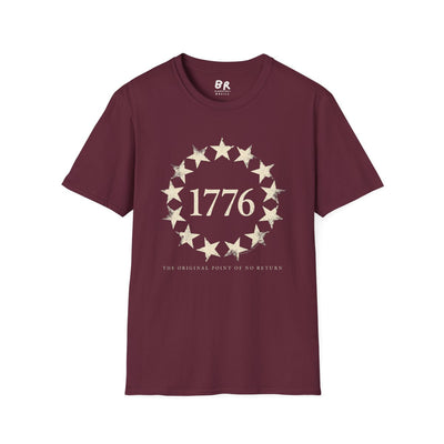 1776 Shirt — "The Original Point of No Return" Betsy Ross Tee in Maroon