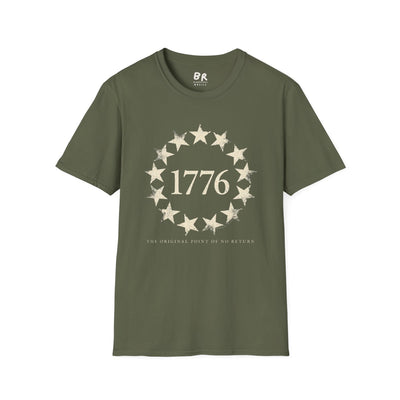 1776 Shirt — "The Original Point of No Return" Betsy Ross Tee in Military Green