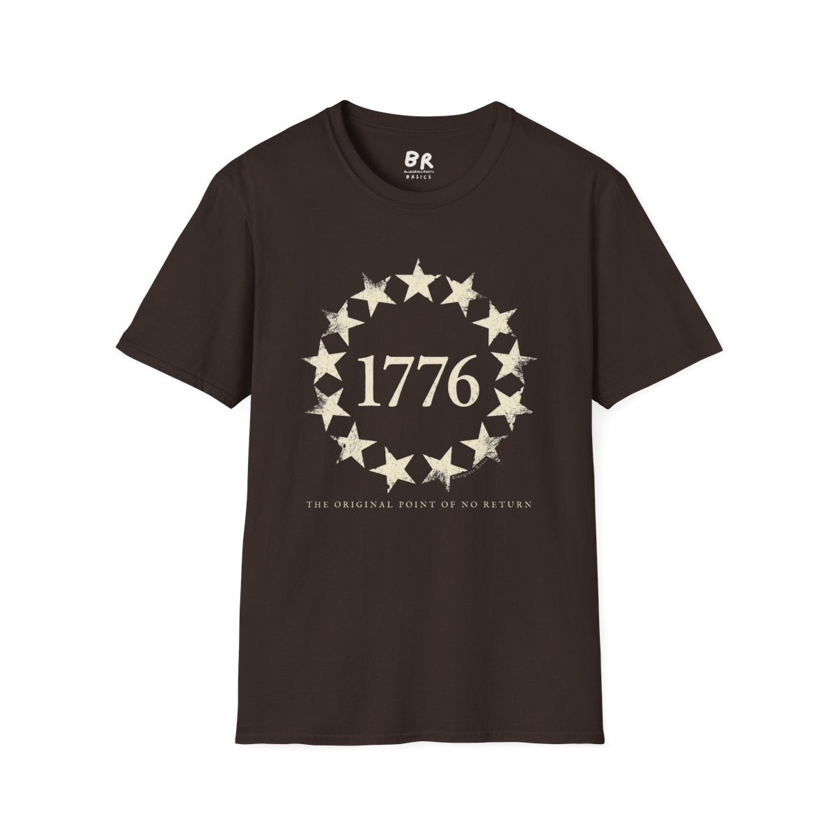 1776 Shirt — "The Original Point of No Return" Betsy Ross Tee in Dark Chocolate