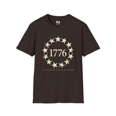 1776 Shirt — "The Original Point of No Return" Betsy Ross Tee in Dark Chocolate