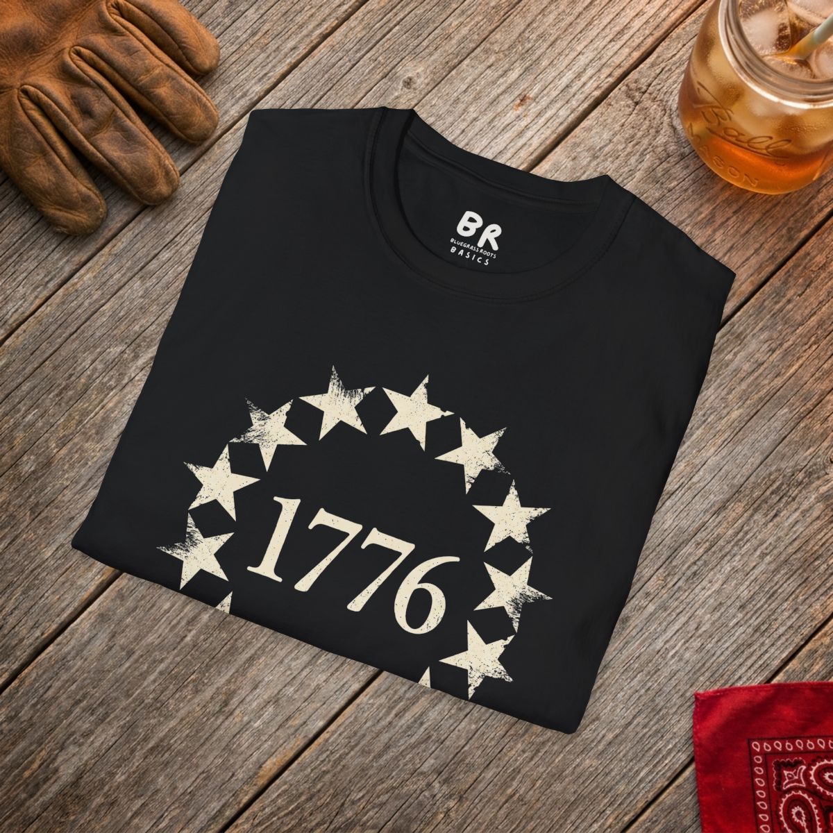 1776 Shirt — "The Original Point of No Return" Betsy Ross Tee in Black