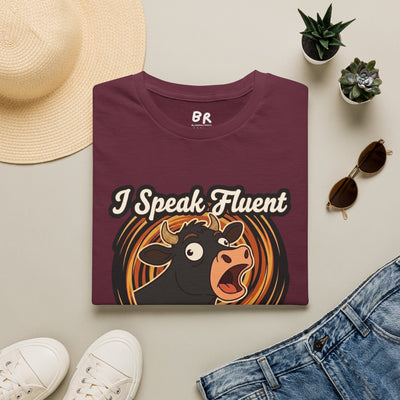 Farmer Shirt — "I Speak Fluent Cow" Funny Cattle Graphic Tee