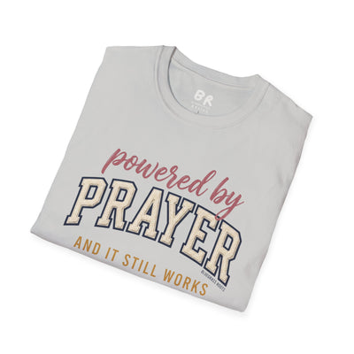 Powered by Prayer varsity shirt