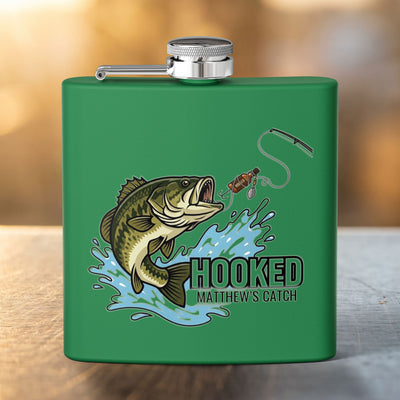 Hooked Fishing Flask — Personalized 6oz Whiskey Flask for Anglers