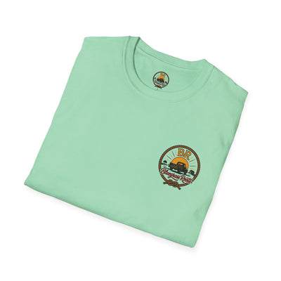 Bluegrass Roots Raised Right Ran Wild Came Home tee folded stack detail