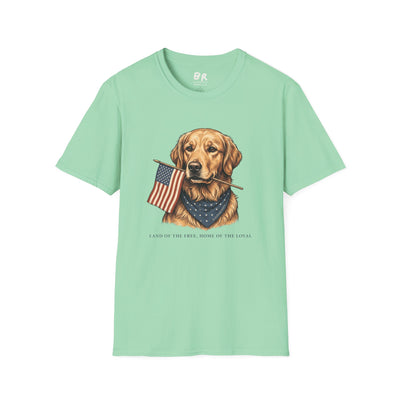 Golden retriever patriotic shirt for women